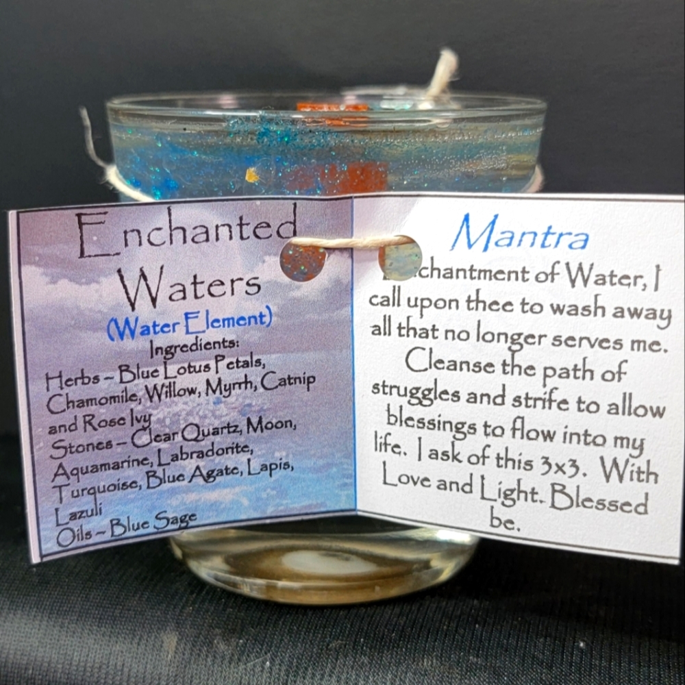 Enchanted waters gel 8oz elemental candle.